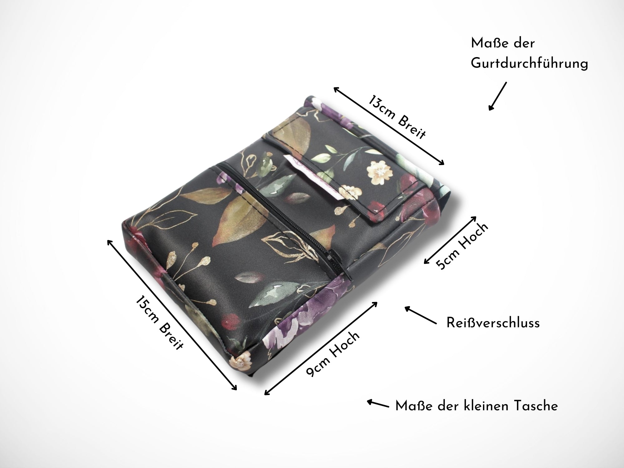 Friseur Werkzeugtasche Scherentasche aus Kunstleder mit Blumen in Bordeaux und Gold