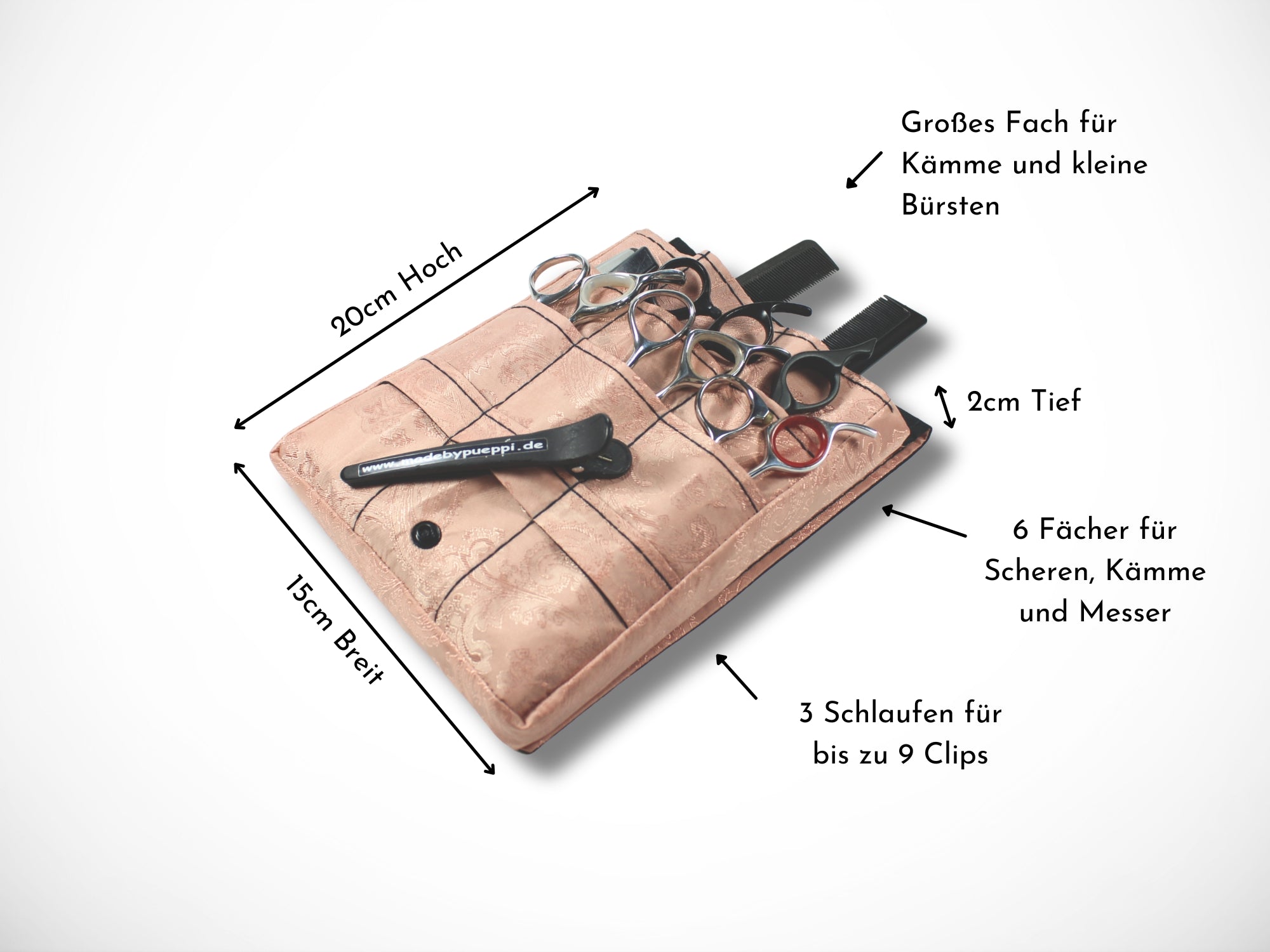 Friseur Werkzeugtasche aus Baumwolle mit Ornamenten in beige Scherentasche für Friseure Werkzeugtasche für Friseurin