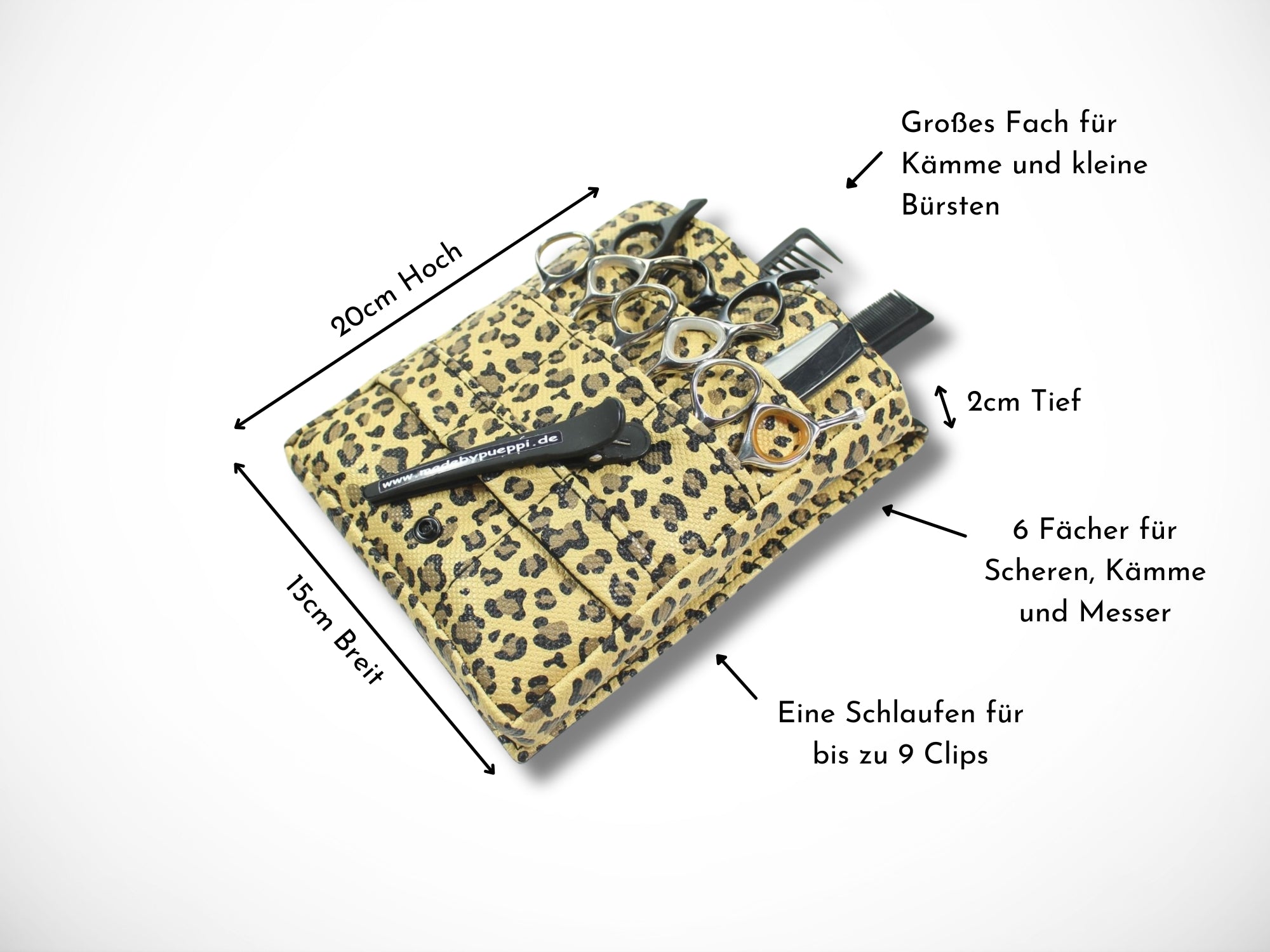 Kunstleder Friseurtasche im Leopard design für Friseurin im Friseursalon Friseurwerkzeug Scherentasche
