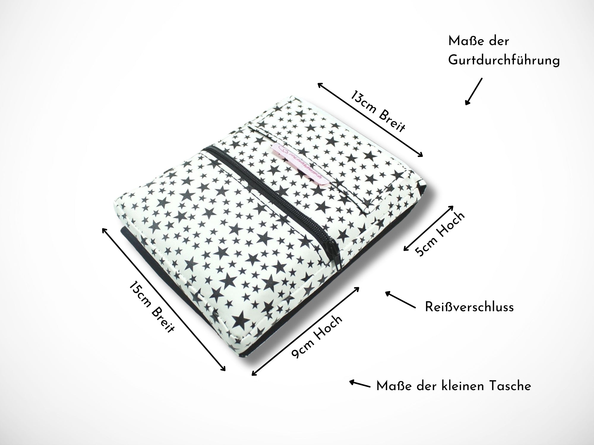 Friseurtasche Kunstleder Sterne Weiß Schwarz für Friseurscheren im Friseursalon