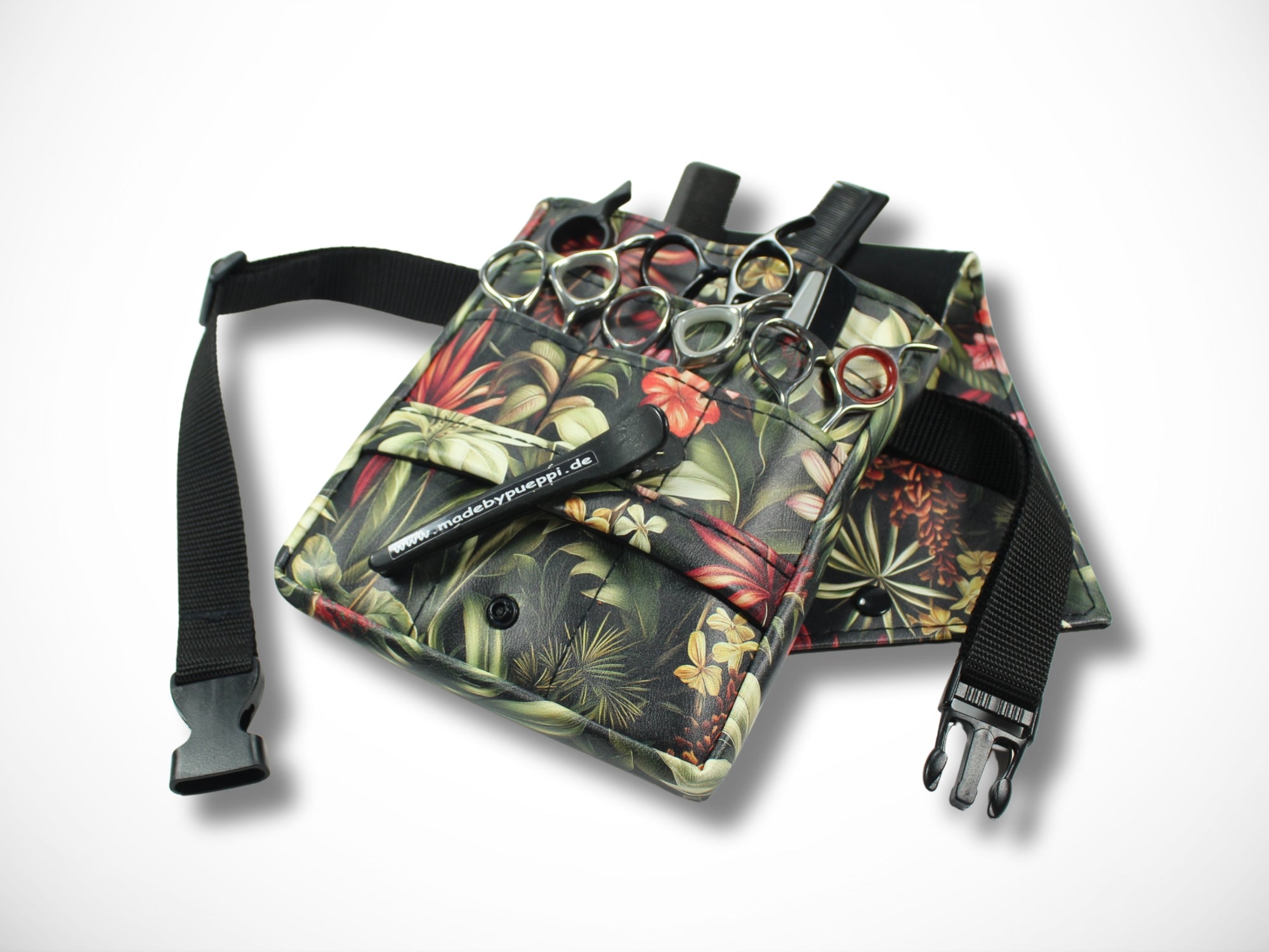 Blumen Friseurtasche aus Kunstleder für Friseurin im Friseursalon für Friseurscheren