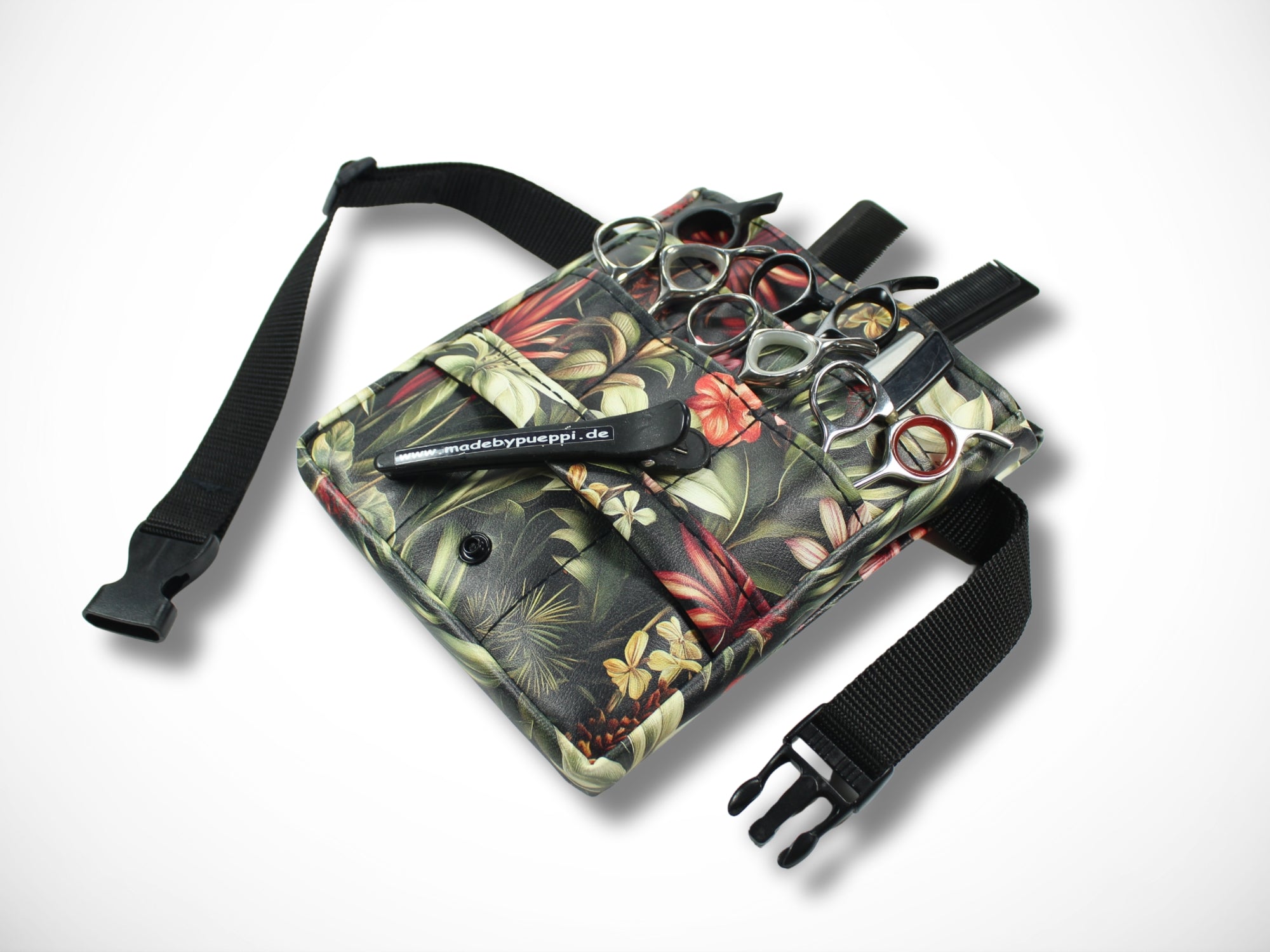 Blumen Friseurtasche aus Kunstleder für Friseurin im Friseursalon für Friseurscheren