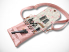 Elegante Friseur Scherentasche mit Blumen aus Baumwolle und Kunstleder in rosa zum umhängen oder als Gürteltasche 