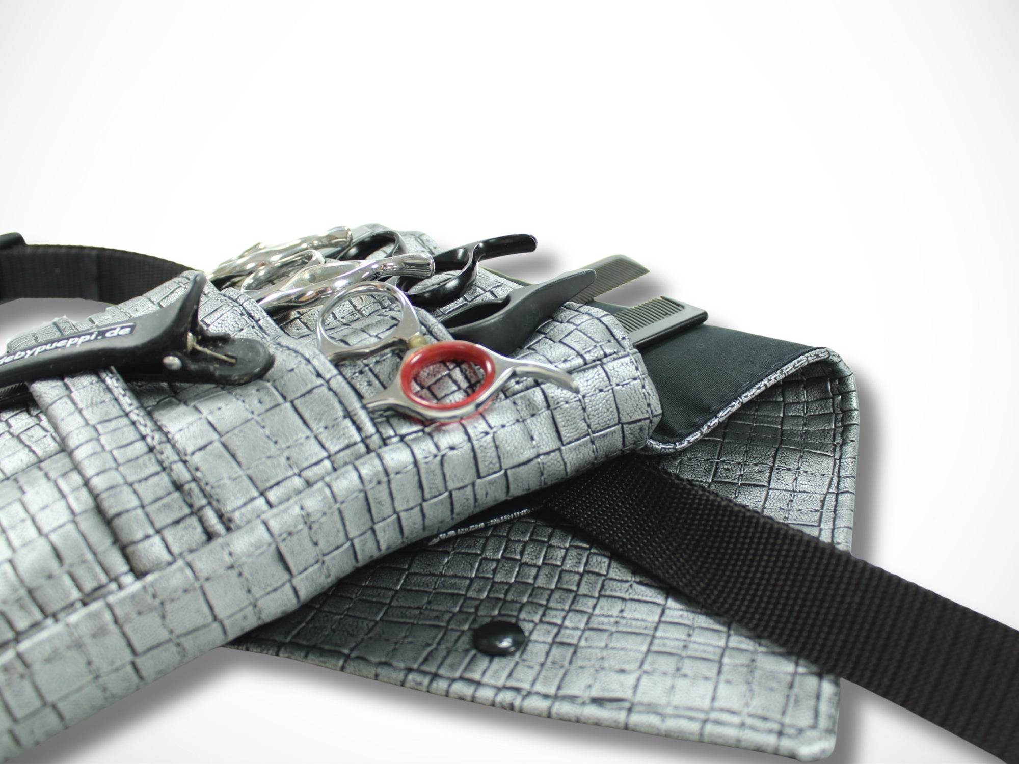 Graue Kunstleder Friseur Werkzeugtasche für Friseurscheren im Friseursalon