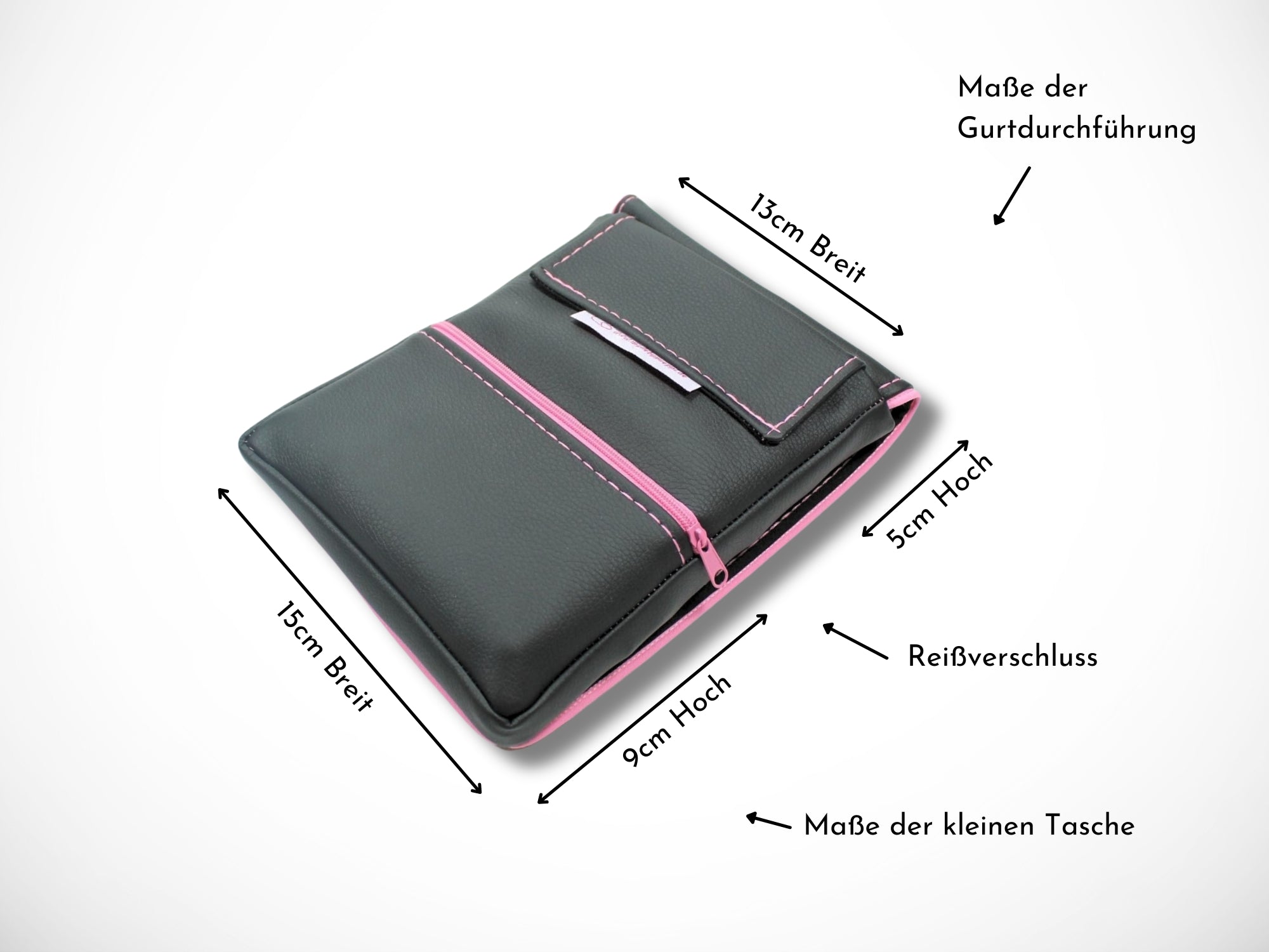 Friseur Scherentasche Kunstleder schwarz rosa Highlight Gürteltasche für Friseurwerkzeug im Friseursalon