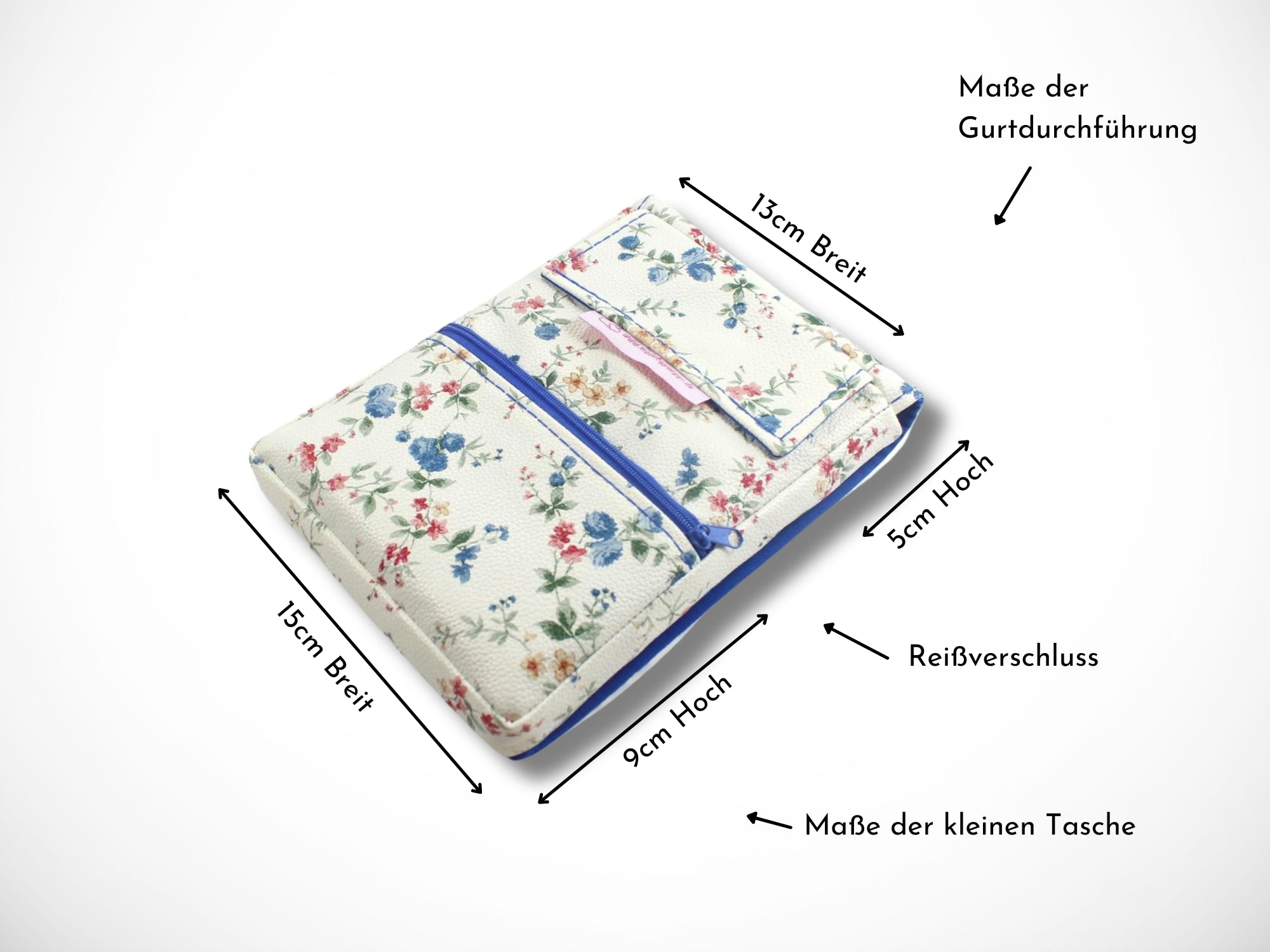 Friseur Scherentasche aus Kunstleder mit Blumen in blau Gürteltasche für Friseurwerkzeug für Friseurin