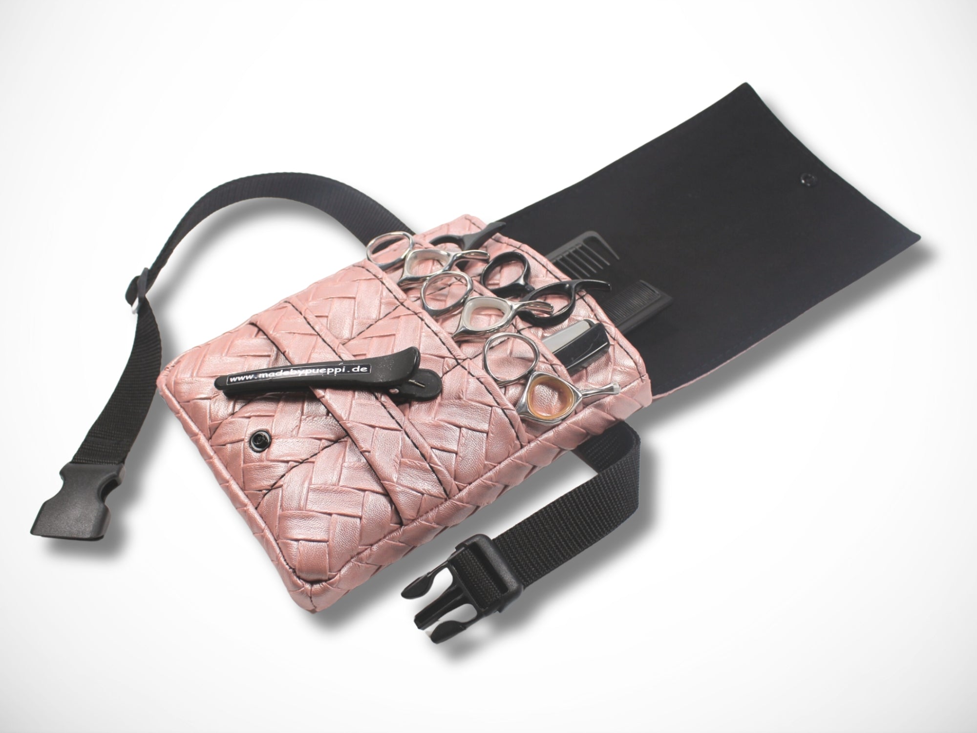 Friseur Scherentasche Rosa aus Kunstleder Gürteltasche für Friseurin im Friseursalon für Friseur Werkzeug