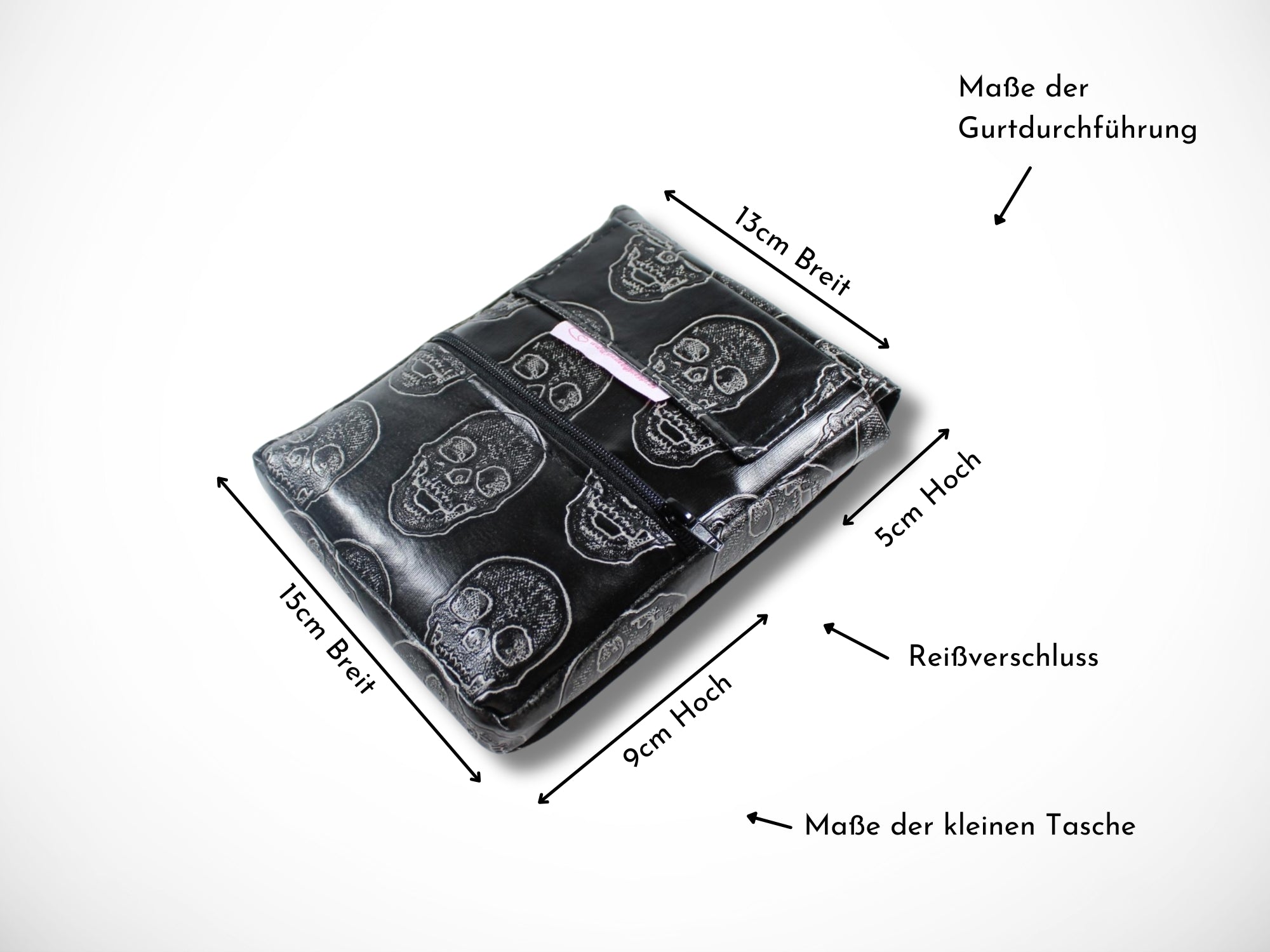 Totenkopf Scherentasche für Friseurin aus Kunstleder Werkzeugtasche in schwarz