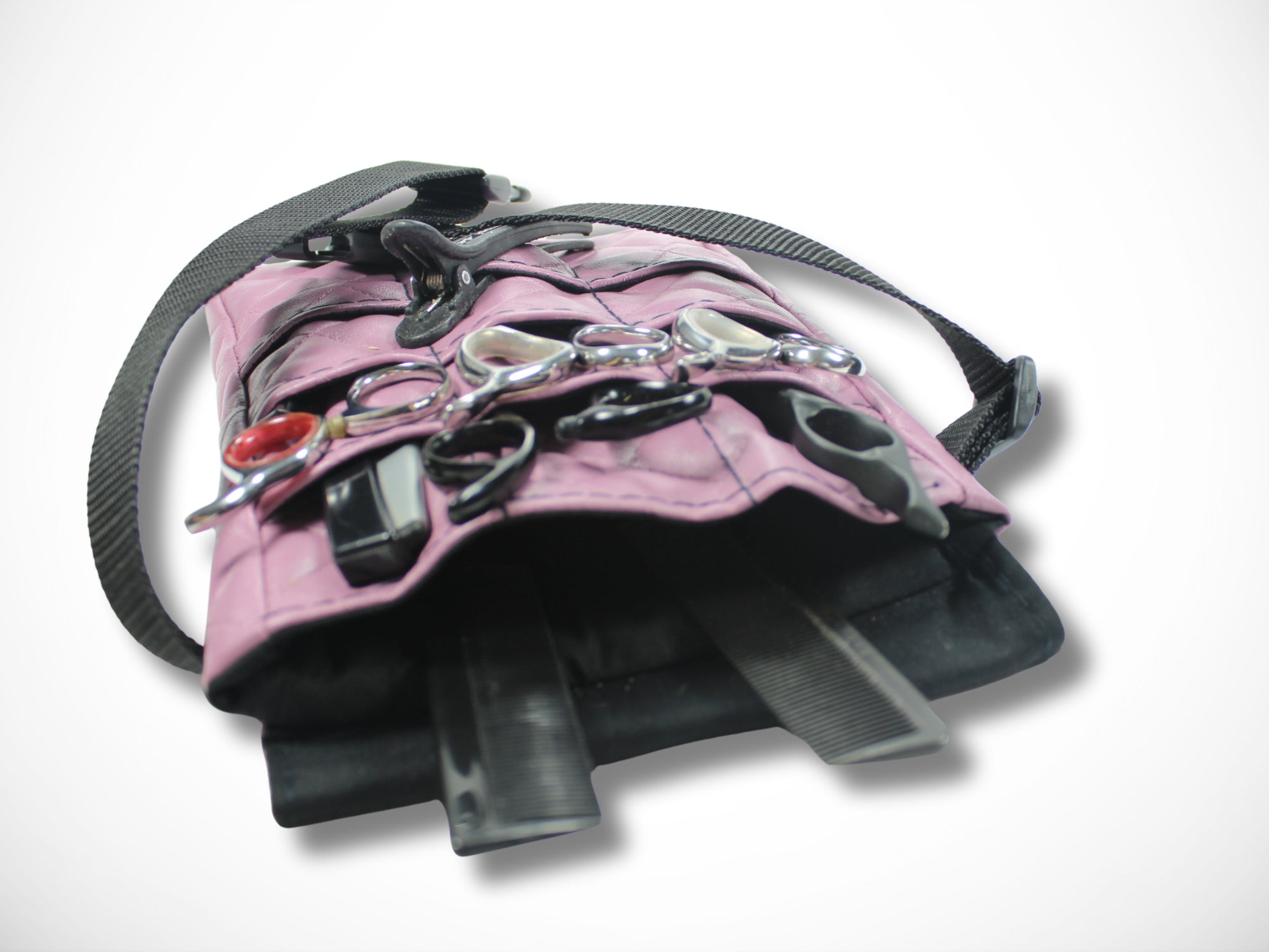 Friseur Werkzeugtasche aus gestepptem Kunstleder in Lila für Friseurin im Friseursalon