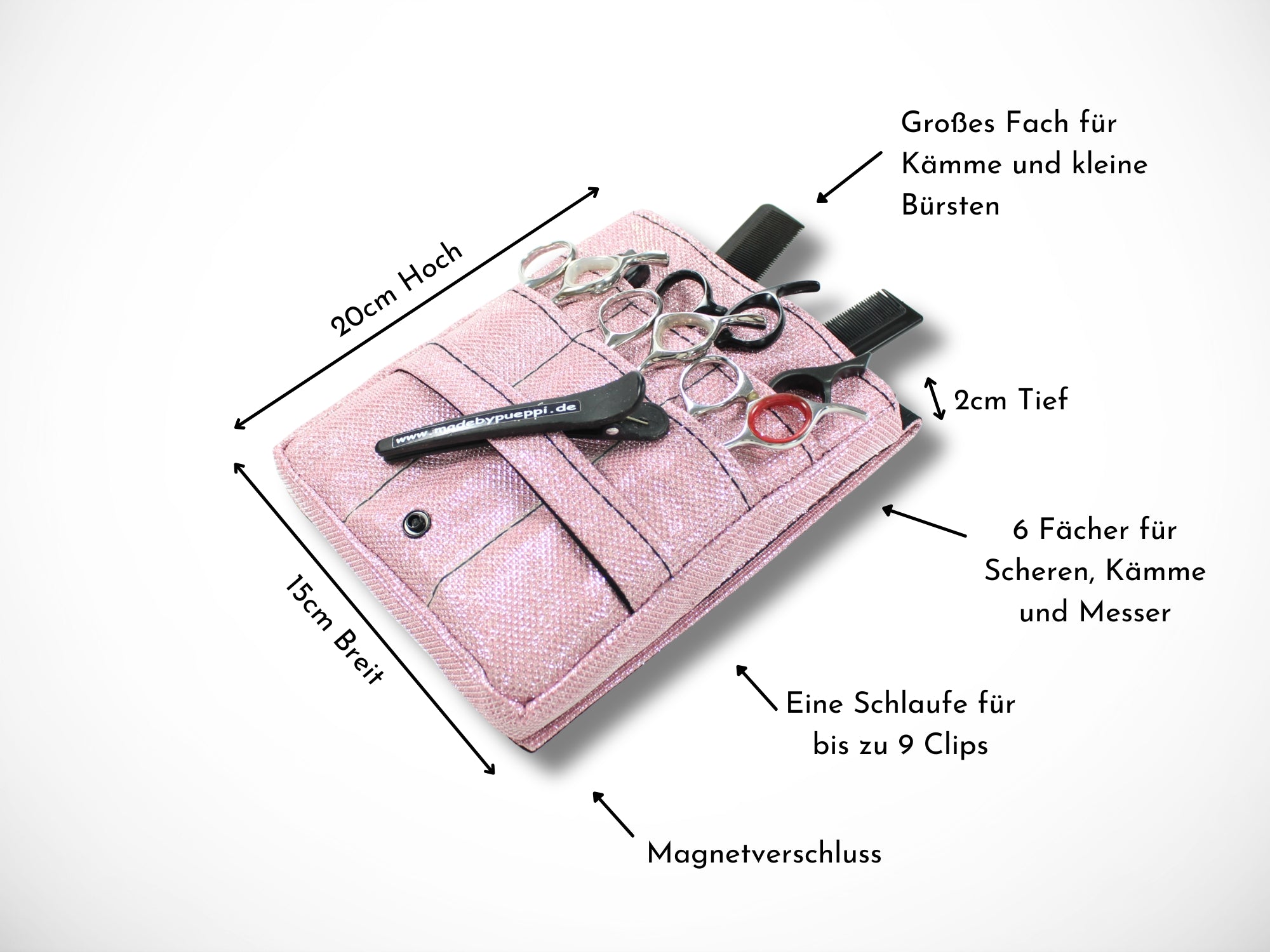 Glitzer Kunstleder Friseur Werkzeugtasche Rosa für Friseurwerkzeug Friseur Scheren im Friseursalon