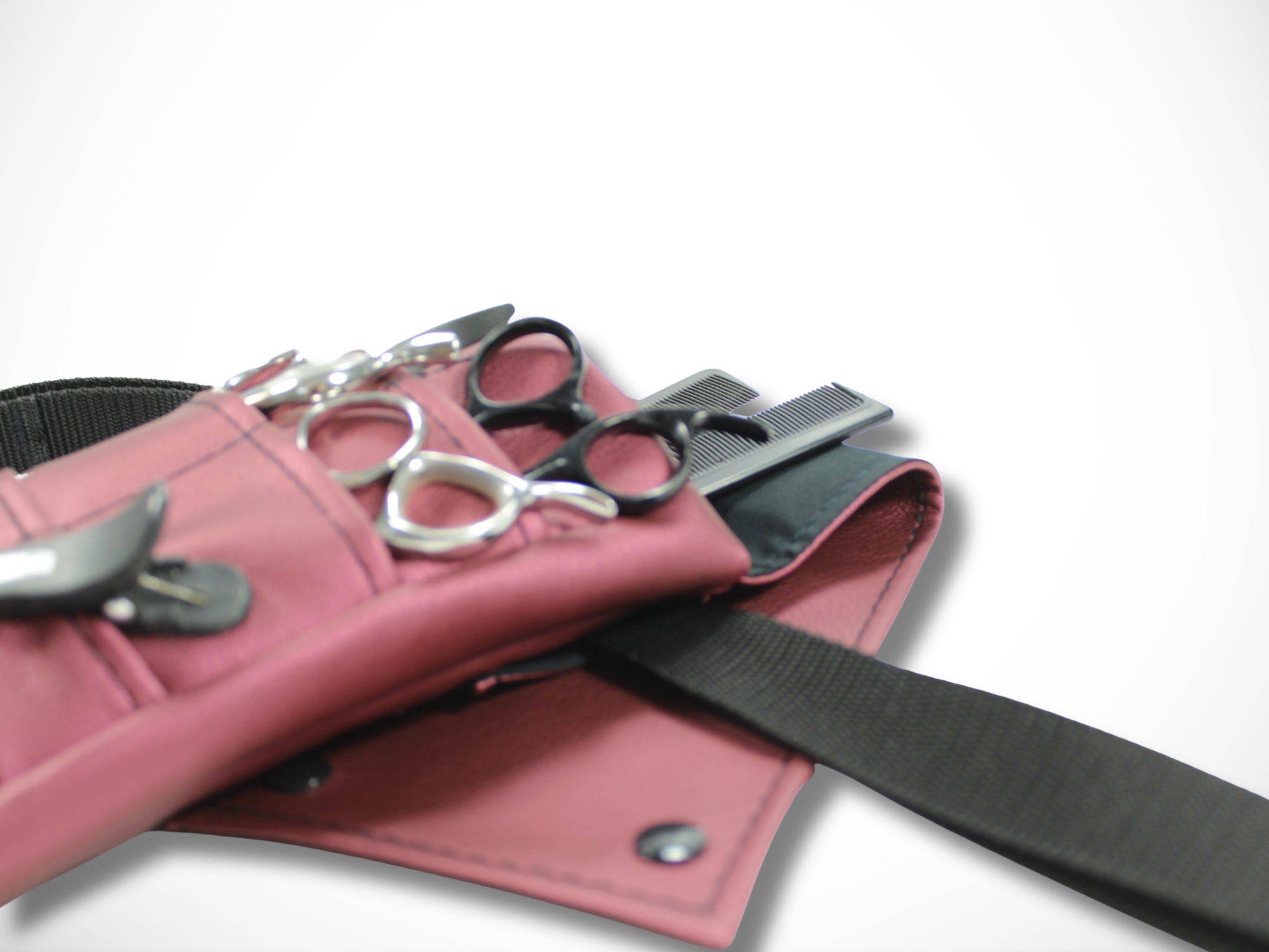 Kleine Friseur Werkzeugtasche aus Kunstleder in Bordeaux für Friseurscheren im Friseursalon