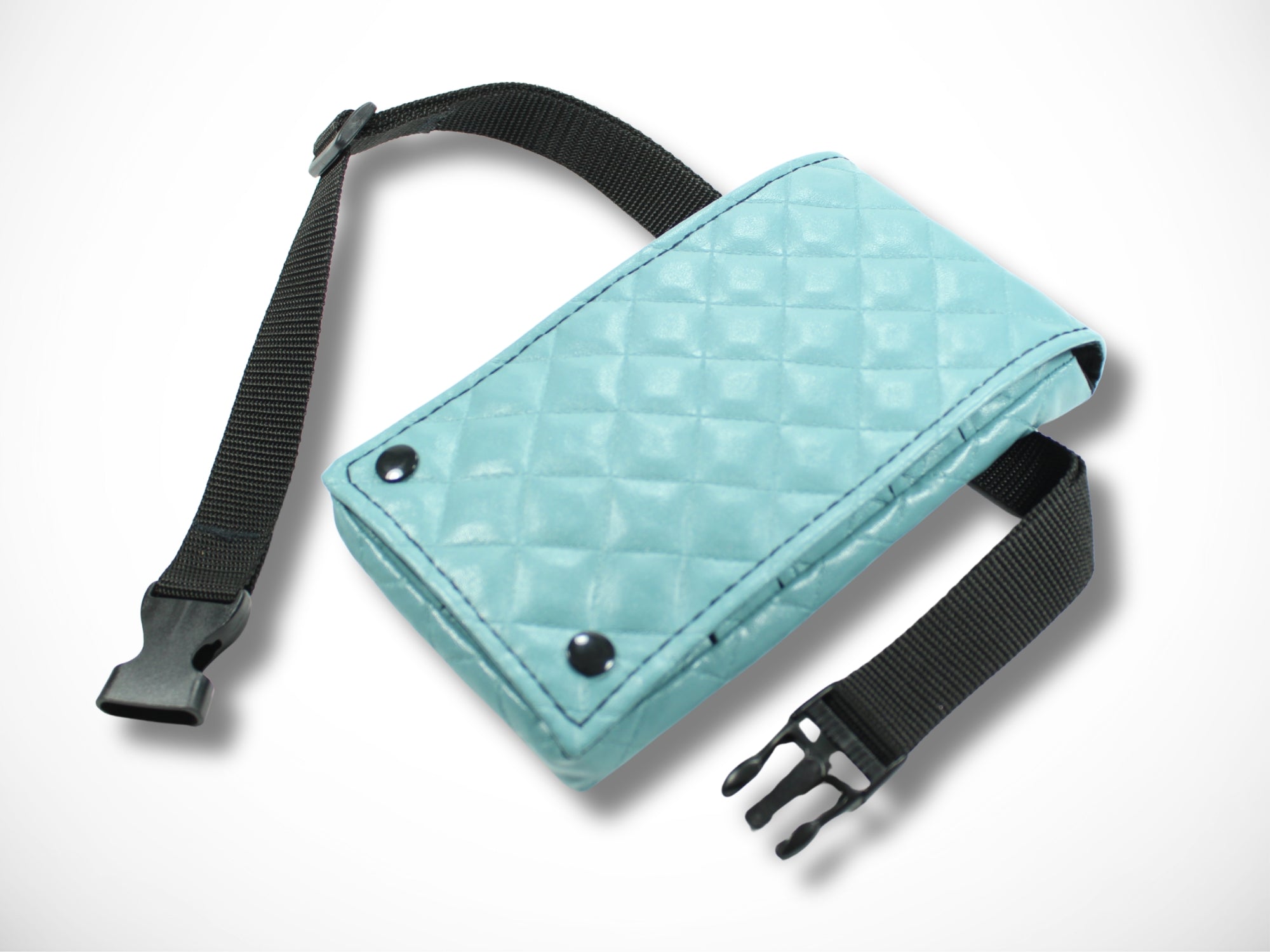 Kleine Friseur Werkzeugtasche aus abgestepptem Kunstleder in blau für Friseurscheren und Friseurwerkzeug im Friseursalon