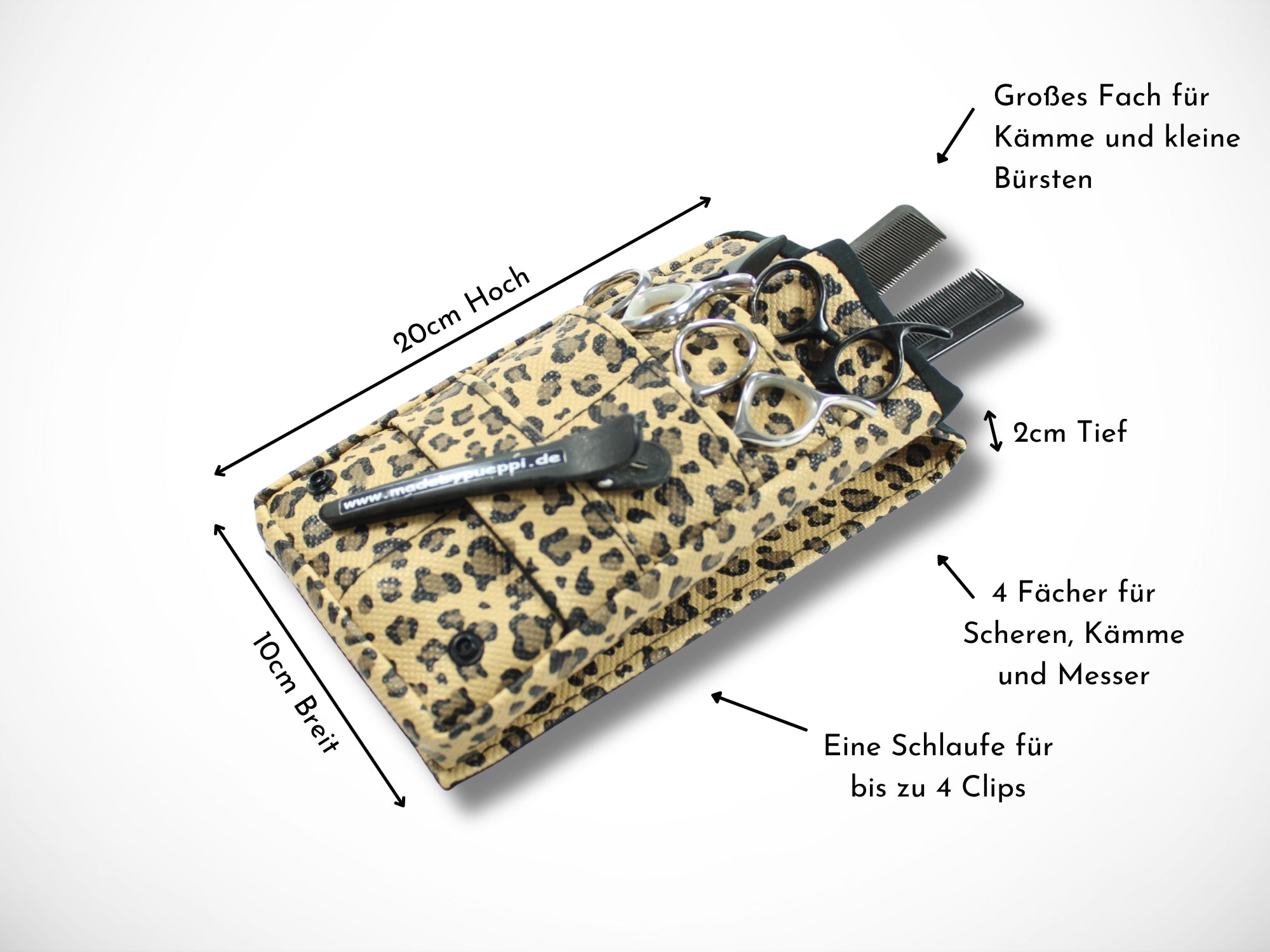 Kleine Friseur Werkzeugtasche im Leopard Design für Friseurscheren und Friseurwerkzeug im Friseursalon