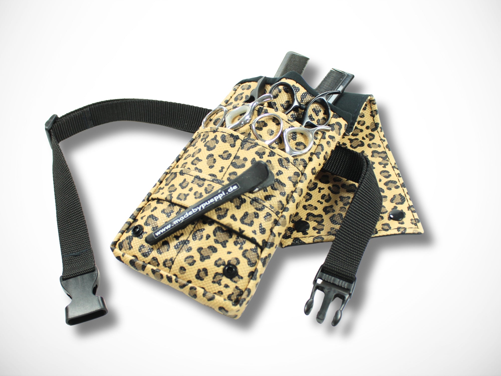 Kleine Friseur Werkzeugtasche im Leopard Design für Friseurscheren und Friseurwerkzeug im Friseursalon