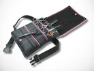 Friseur Scherentasche Kunstleder schwarz rosa Highlight Gürteltasche für Friseurwerkzeug im Friseursalon