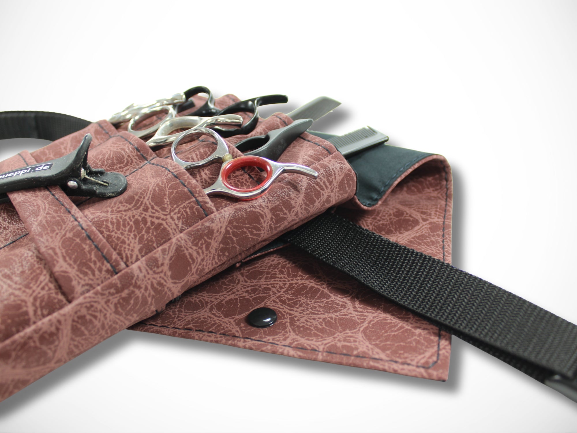 Kunstleder Friseur Scherentasche Animal Print Bordeaux Rot für Friseurwerkzeug im Friseursalon