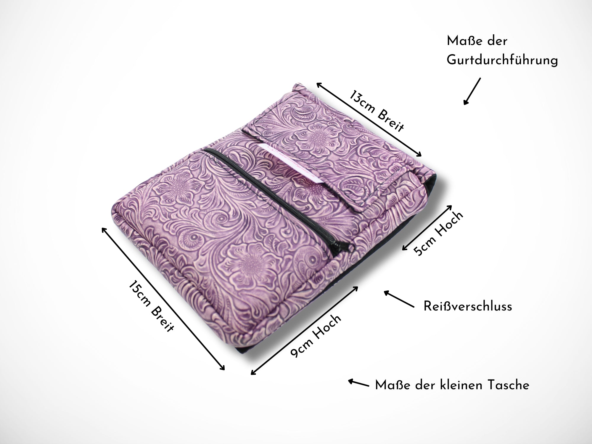 Kunstleder Scherentasche für Friseurin mit geprägten Blumen in grün für Friseurscheren im Friseursalon