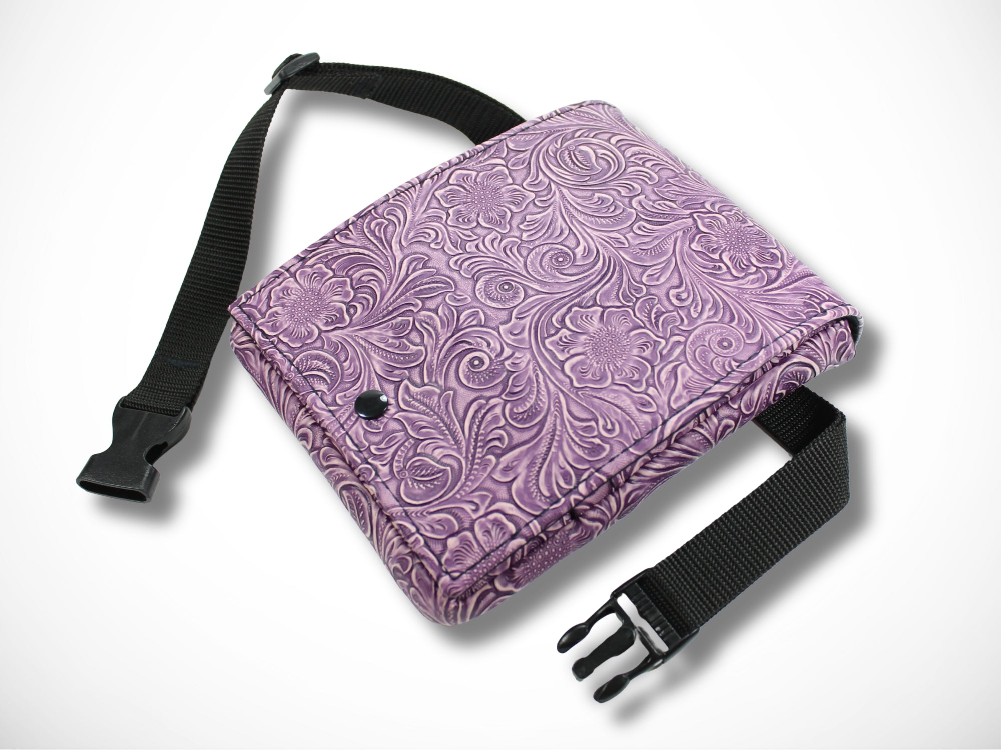 Kunstleder Scherentasche für Friseurin mit geprägten Blumen in grün für Friseurscheren im Friseursalon