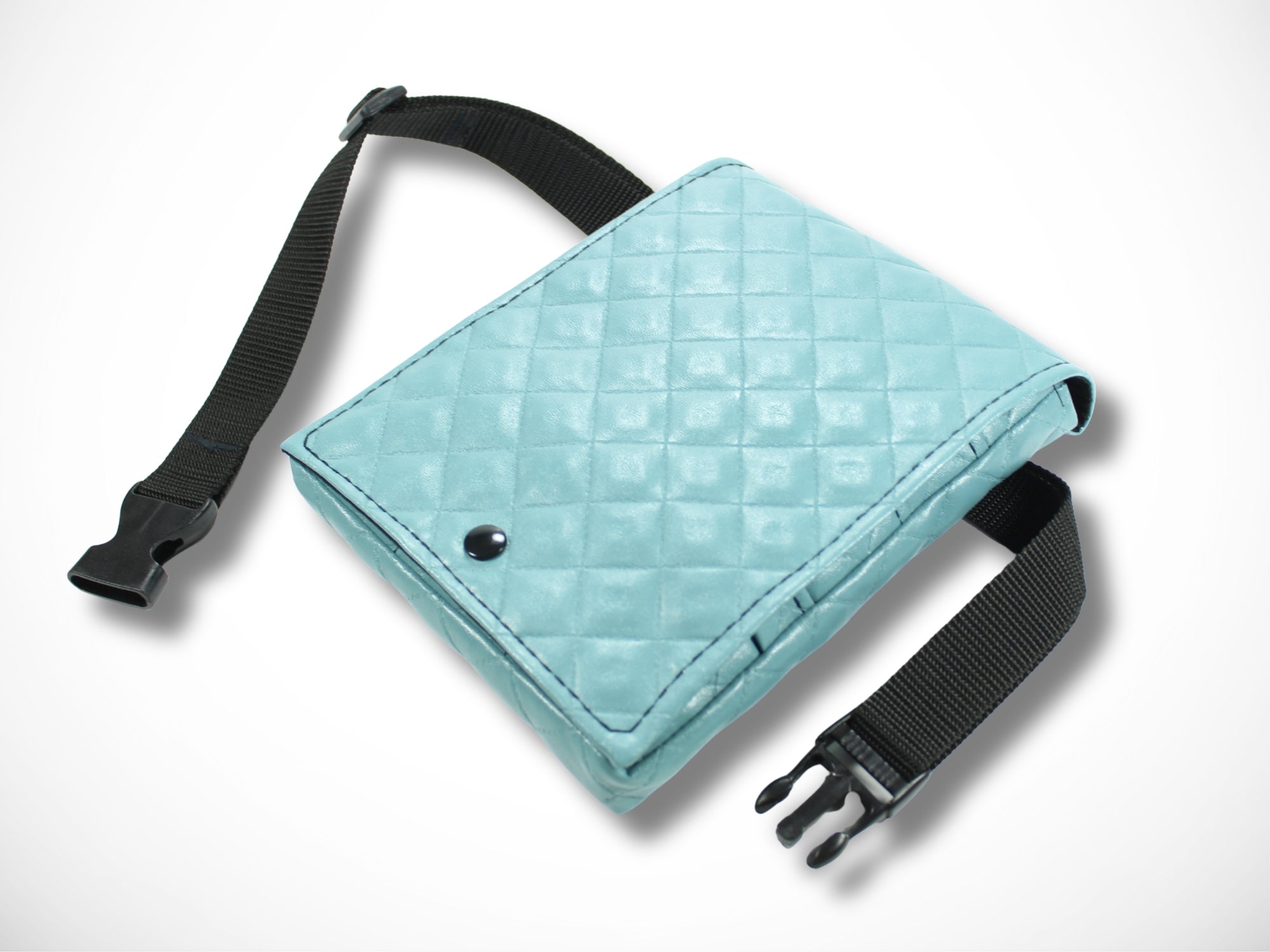 Blaue Friseur Werkzeugtasche aus gesteppten Kunstleder für Friseurscheren Friseurgürtel im Friseursalon