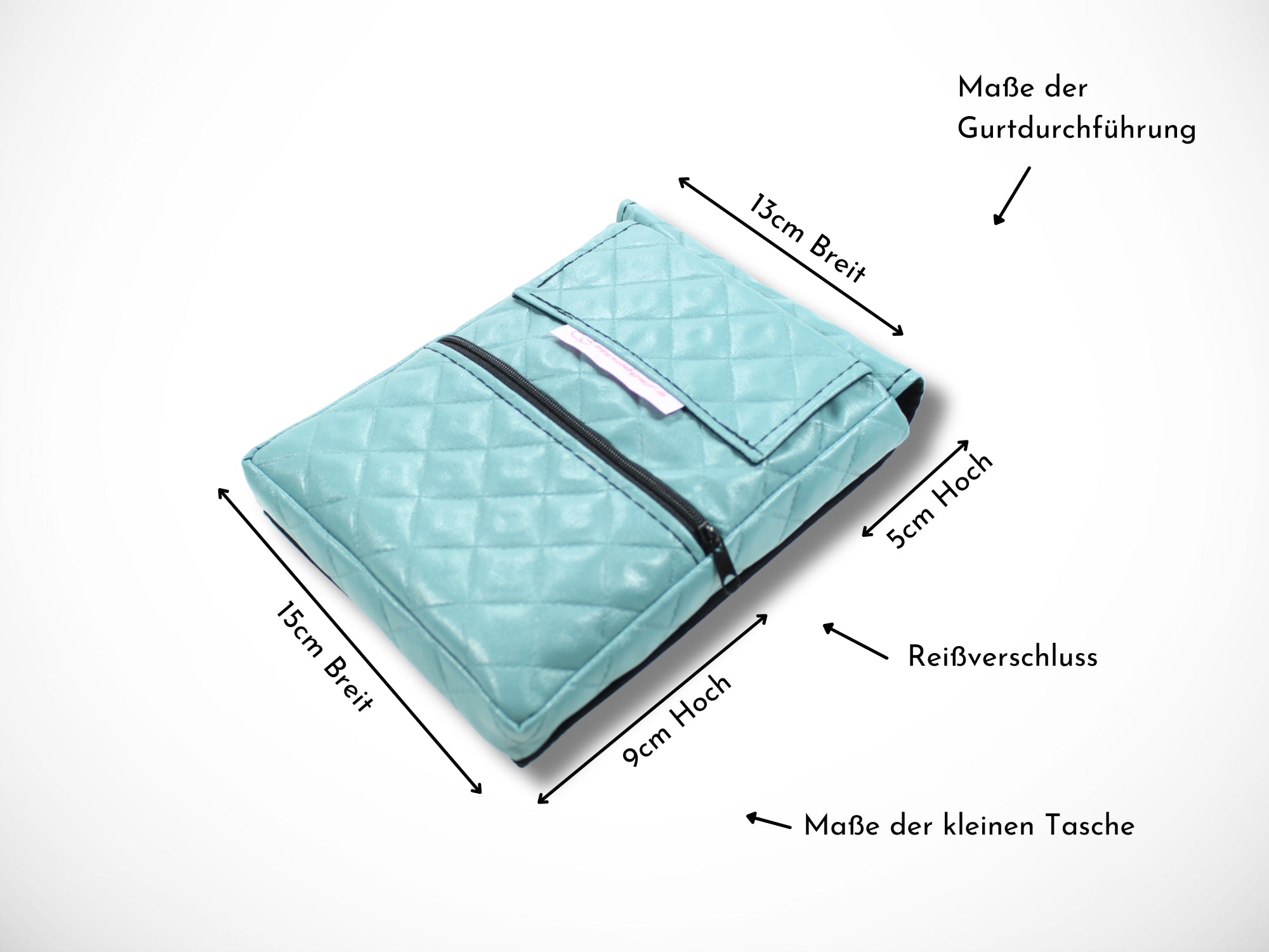 Blaue Friseur Werkzeugtasche aus gesteppten Kunstleder für Friseurscheren Friseurgürtel im Friseursalon