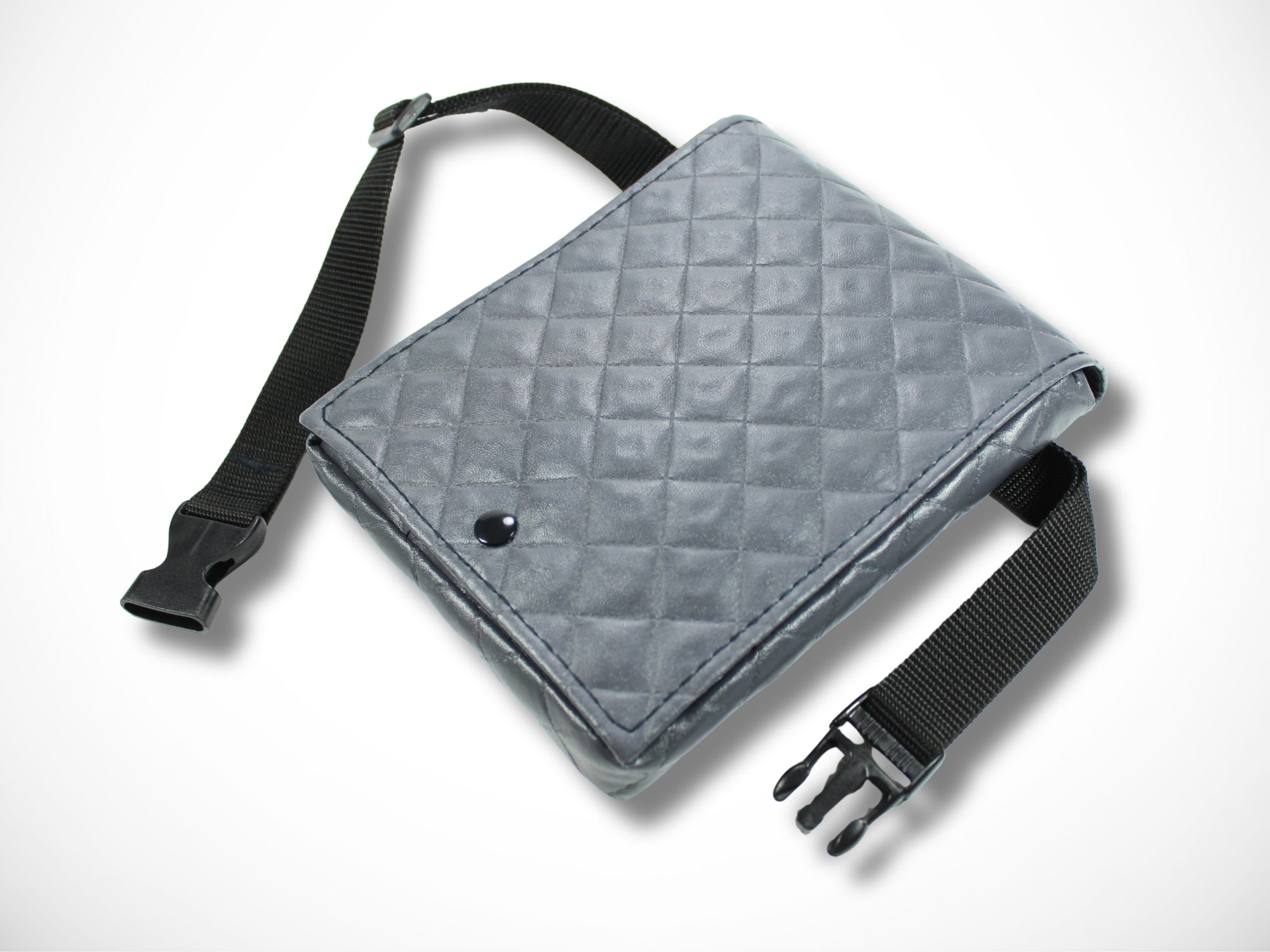 Graue Friseur Werkzeugtasche aus gesteppten Kunstleder für Friseurscheren Friseurgürtel im Friseursalon