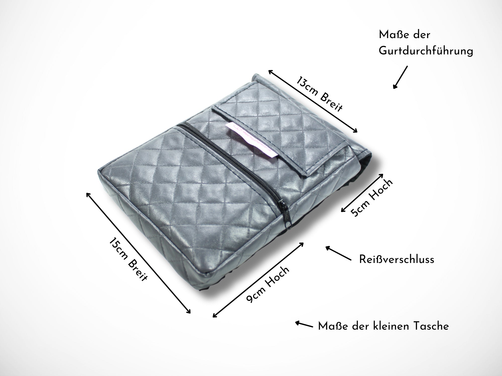 Graue Friseur Werkzeugtasche aus gesteppten Kunstleder für Friseurscheren Friseurgürtel im Friseursalon