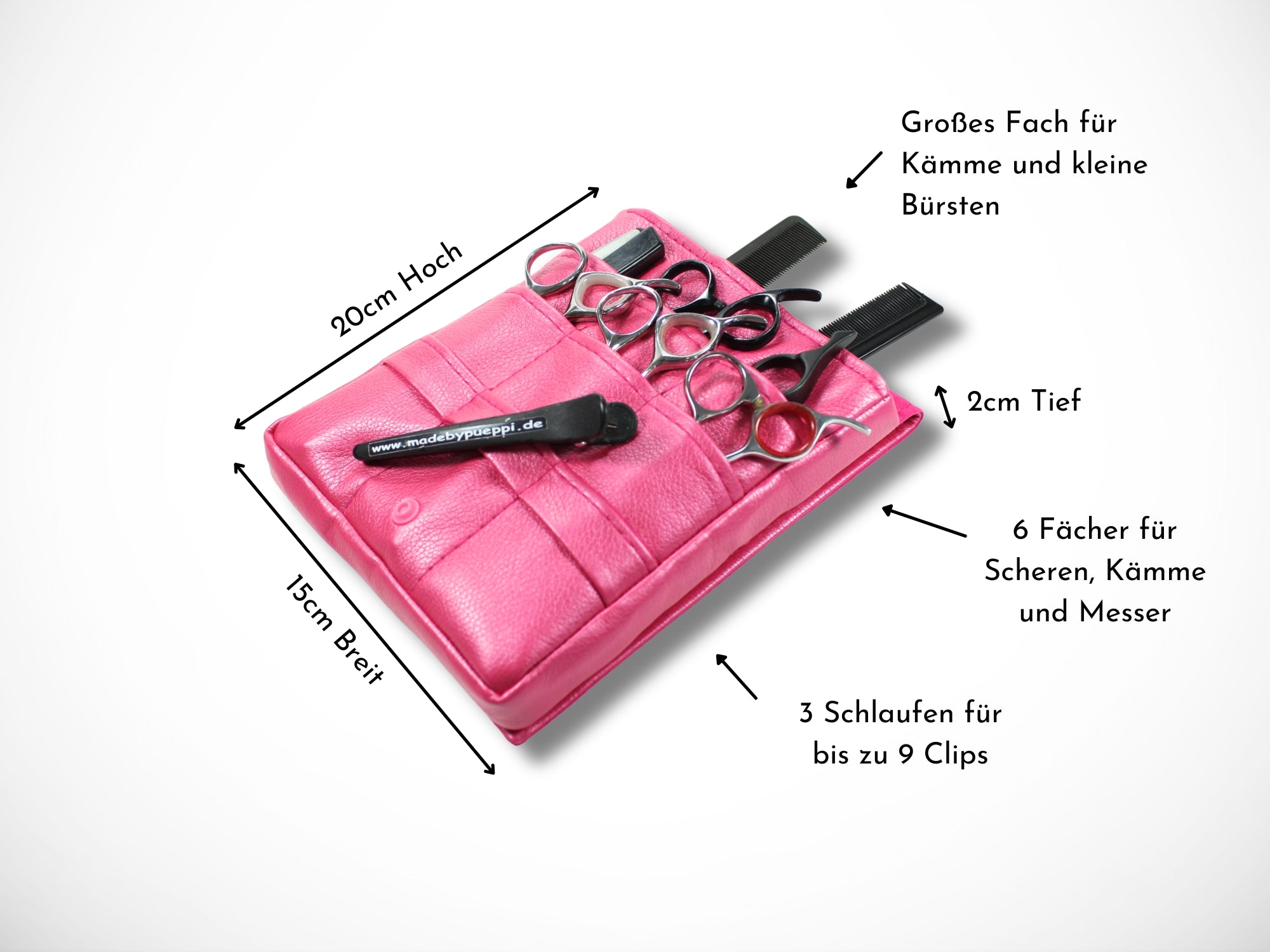 Pinke Kunstleder Friseurtasche für Friseurscheren im Friseursalon