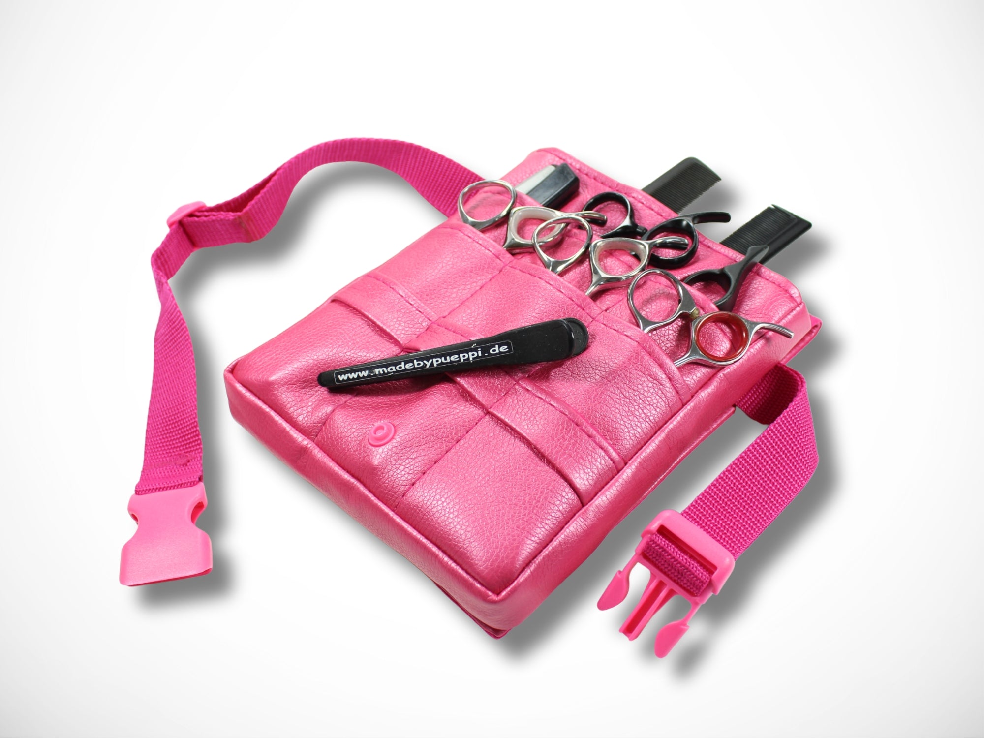 Pinke Kunstleder Friseurtasche für Friseurscheren im Friseursalon