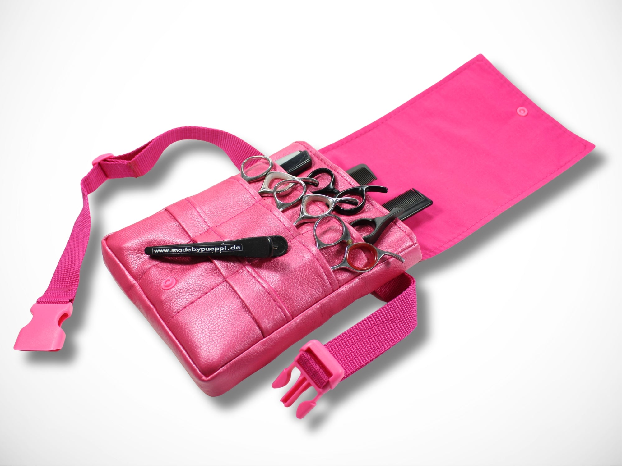 Pinke Kunstleder Friseurtasche für Friseurscheren im Friseursalon
