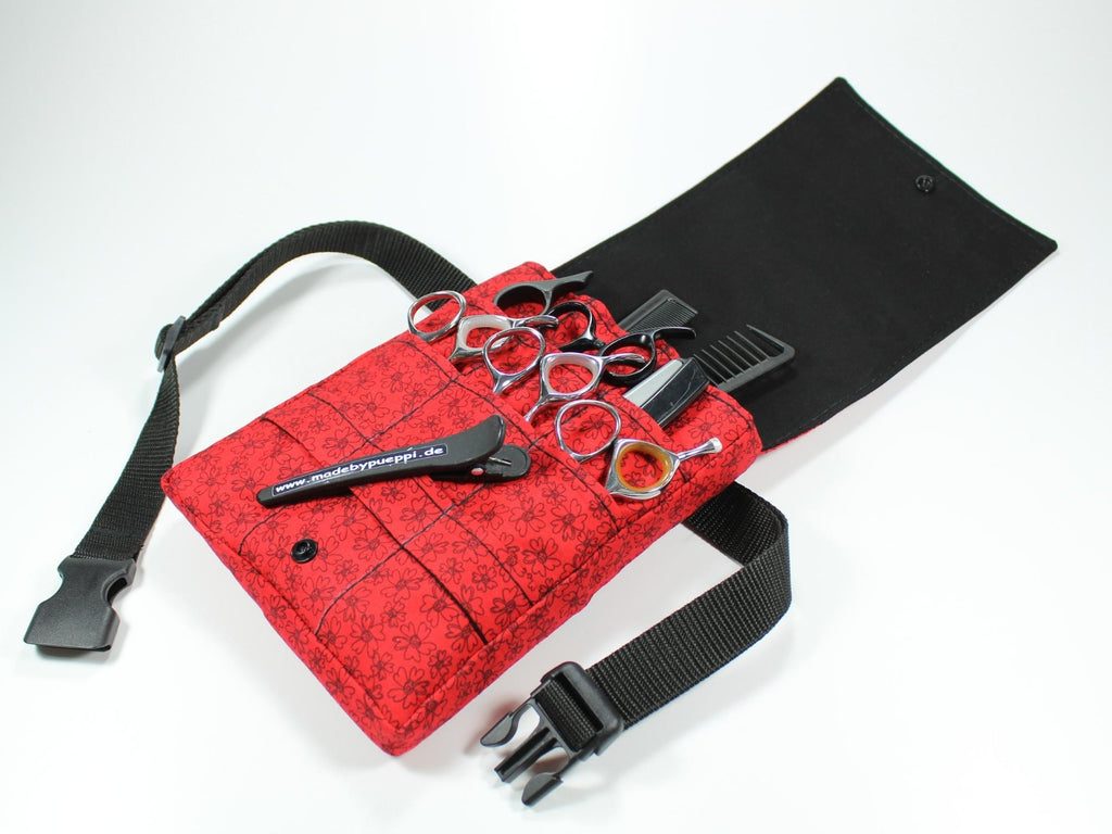 Blumen Friseur Werkzeugtasche in Rot und Schwarz