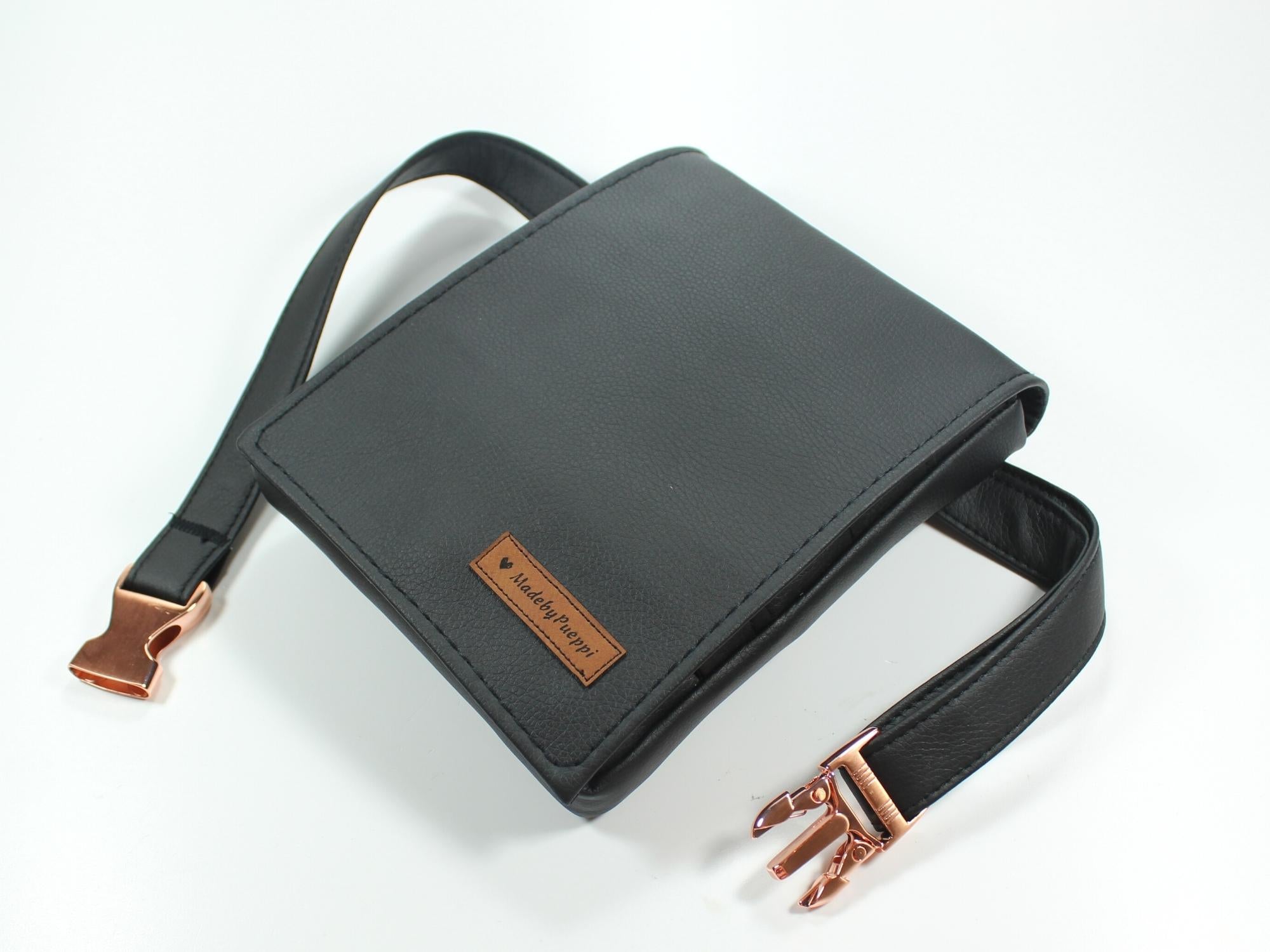 Elegante Friseur Werkzeugtasche in schwarz mit Rosegoldenen Metall Accessoires