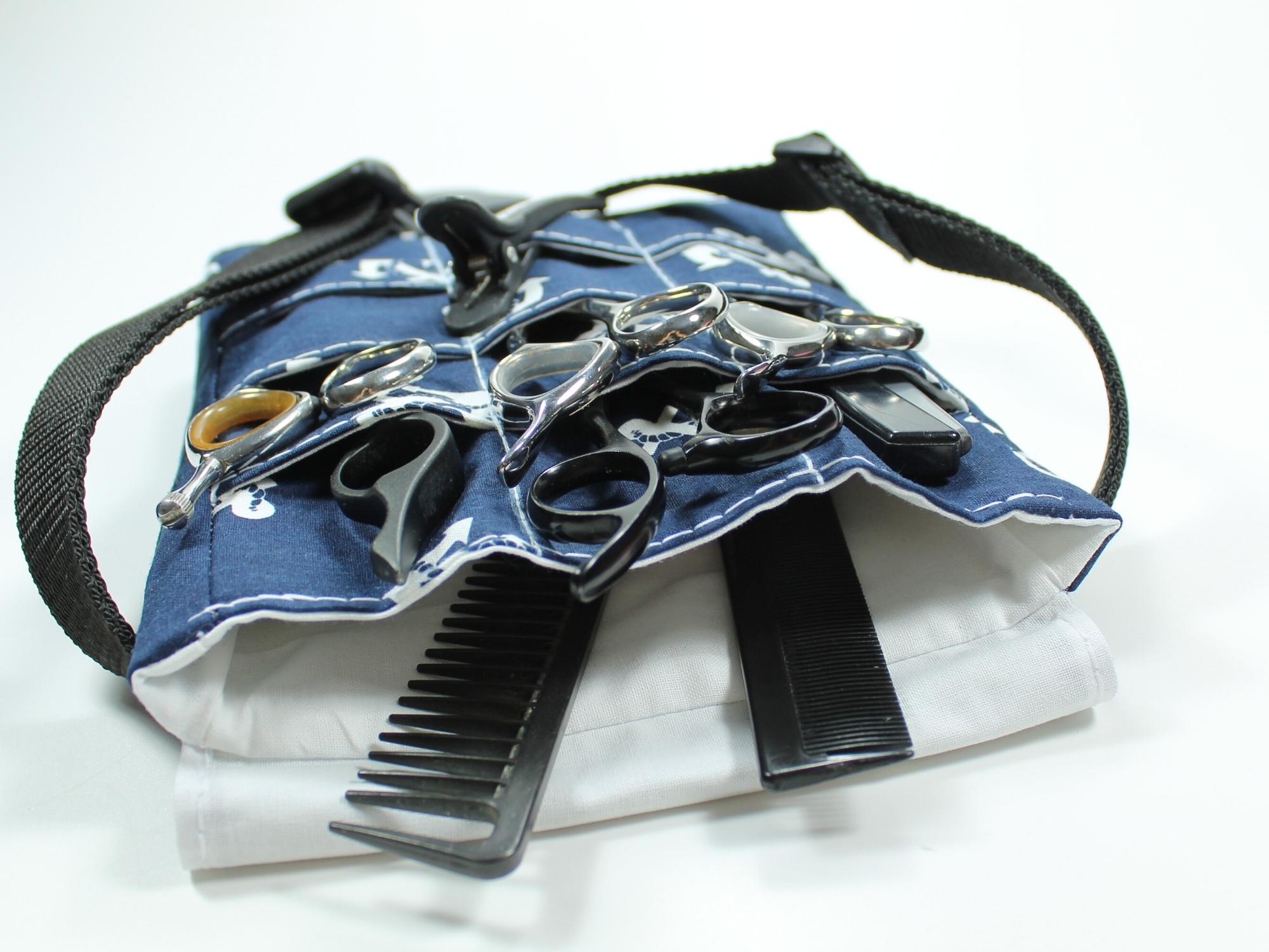 Anker Friseur Werkzeugtasche in blau mit großen Ankern