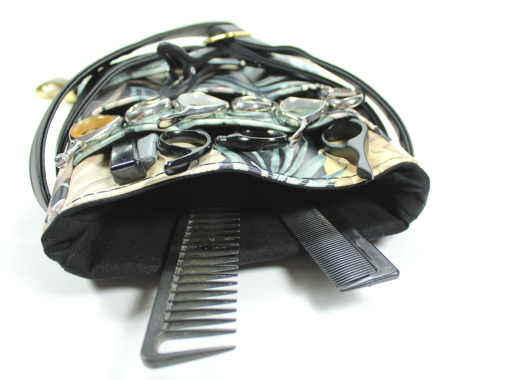 Friseur Werkzeugtasche aus Kunstleder mit Blätter Motiven