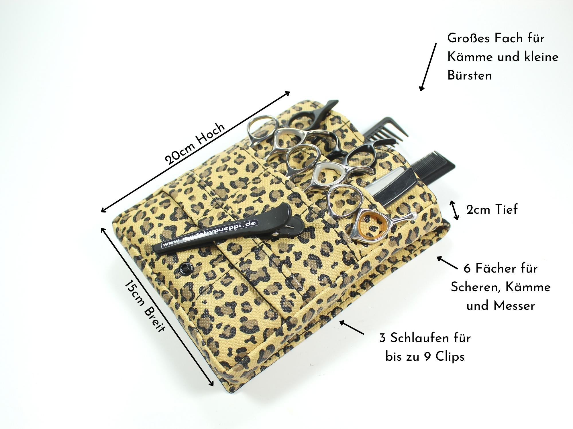 Kunstleder Friseur Werkzeugtasche im Leoparden Design