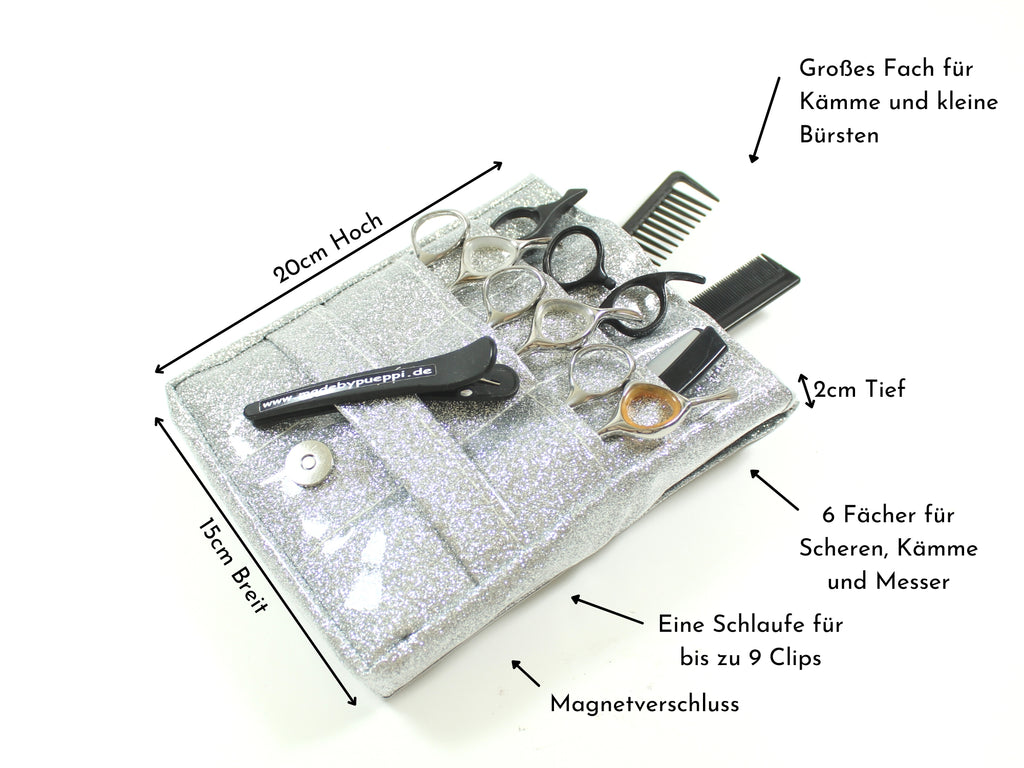 Glitzer Friseur Werkzeugtasche in Silber
