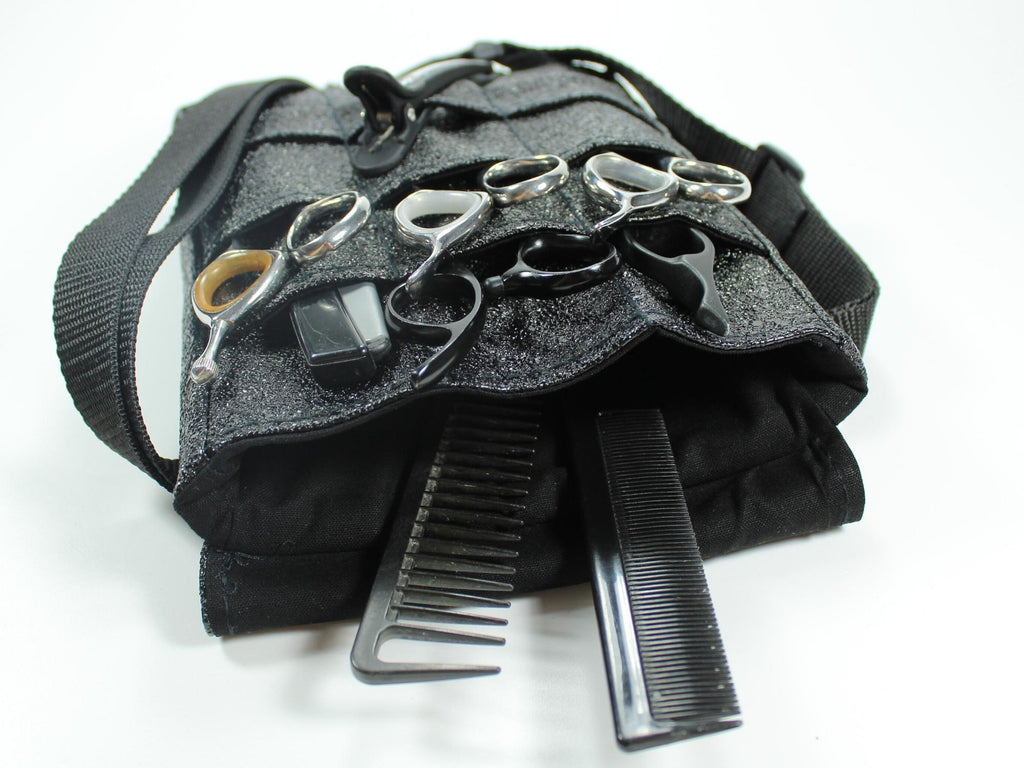 Glitzer Friseur Werkzeugtasche aus Kunstleder in schwarz