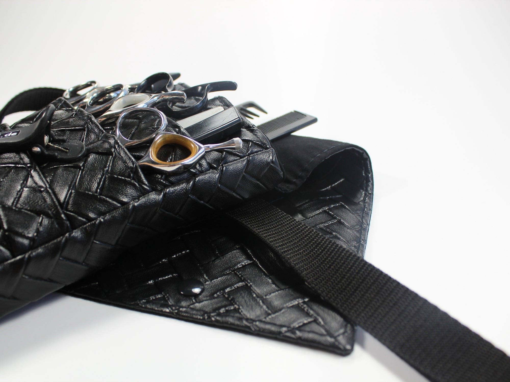 Kunstleder Friseur Werkzeugtasche aus schwarzem Fischgräten Kunstleder